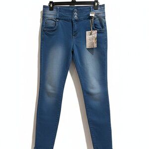 VJ Jeans | High-Rise Triple Button Frayed Hem Skinny | Size 14 NEW With Tags